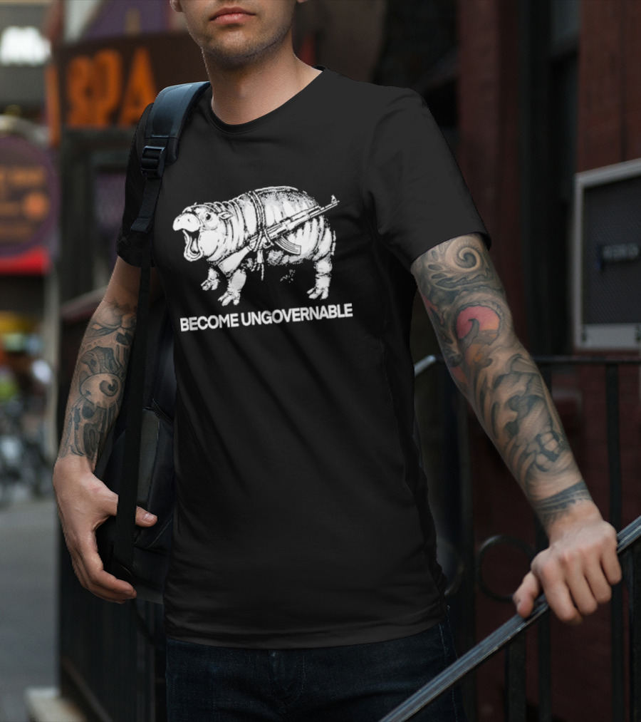 Moo Dang Hippo With Rifle Become Ungovernable T-Shirt