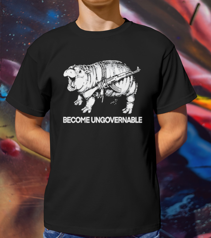 Moo Dang Hippo With Rifle Become Ungovernable T-Shirt