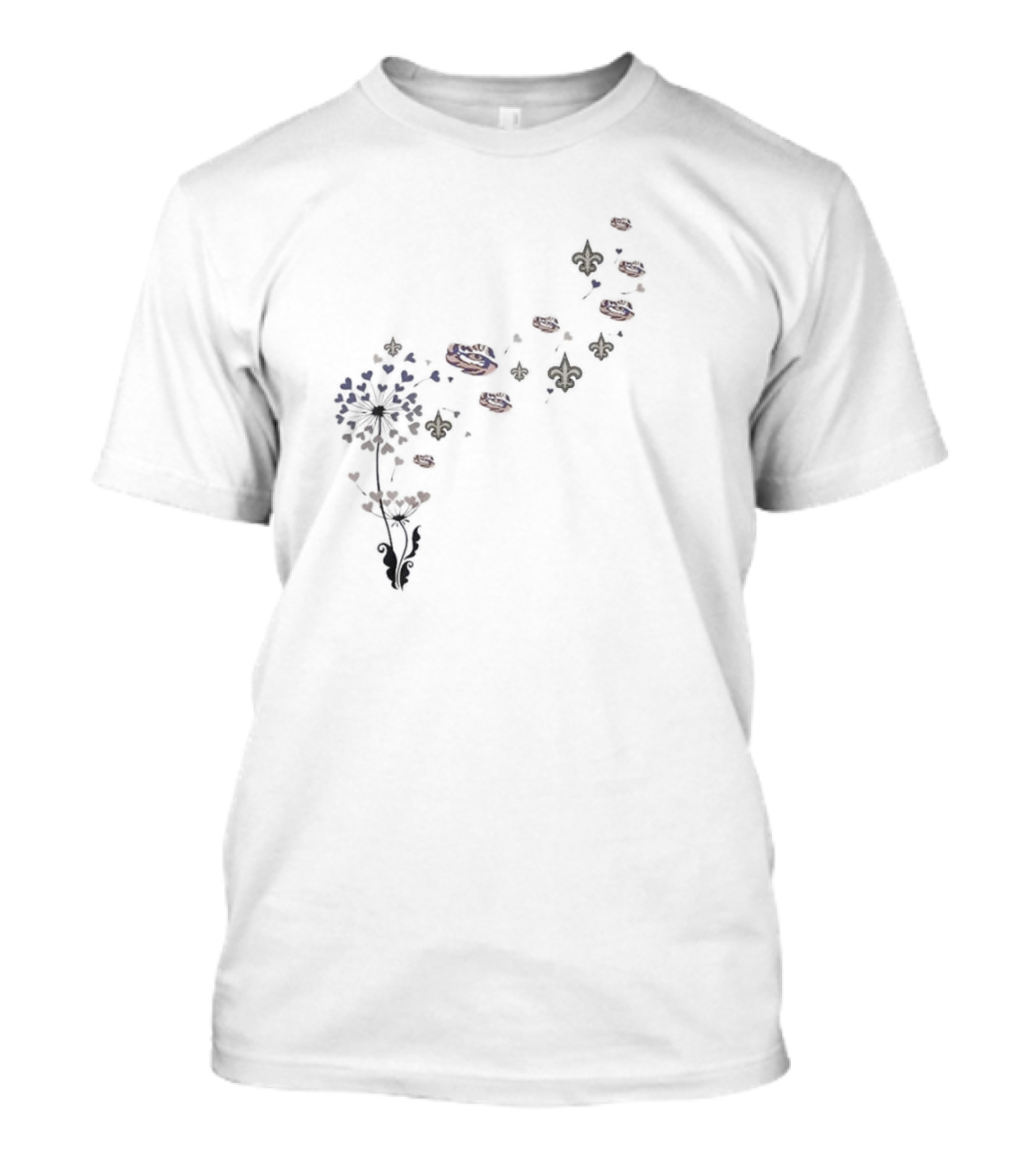 New Orleans Fleur-de-Lis And Football Floral Dandelion T-Shirt
