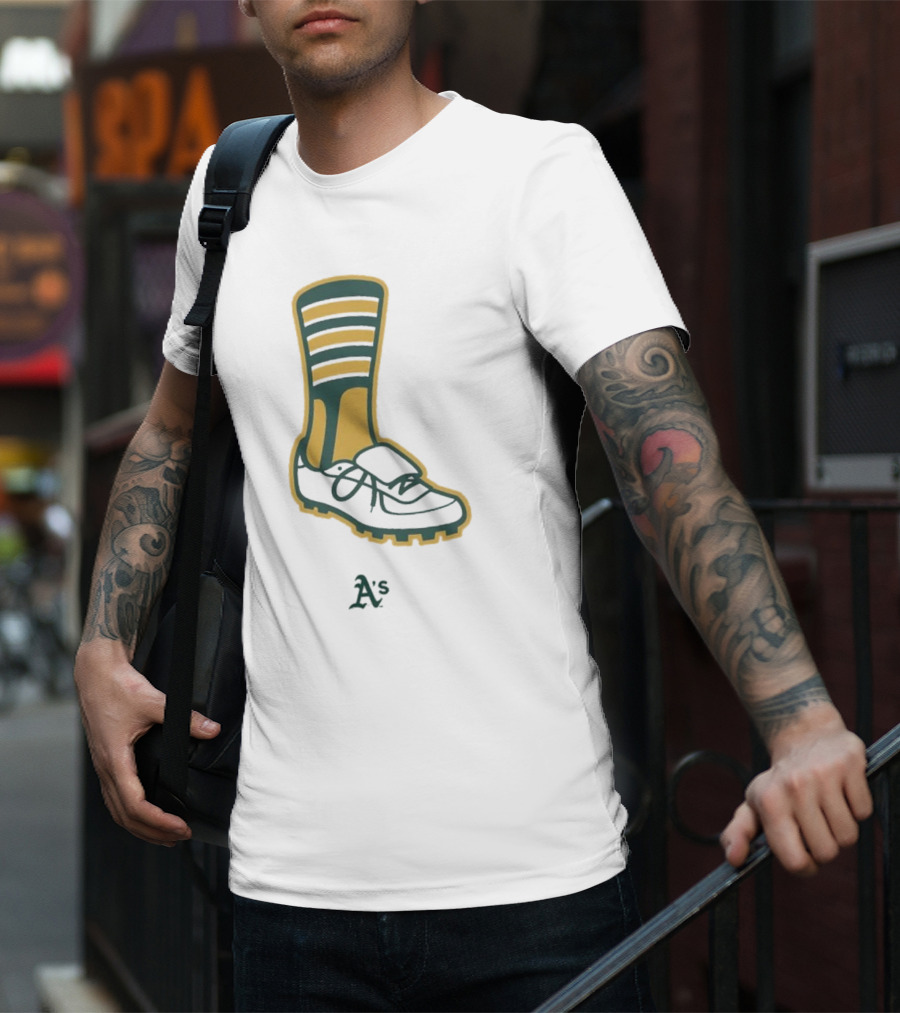 Oakland Athletics A's Iconic Green And Gold Footwear T-Shirt