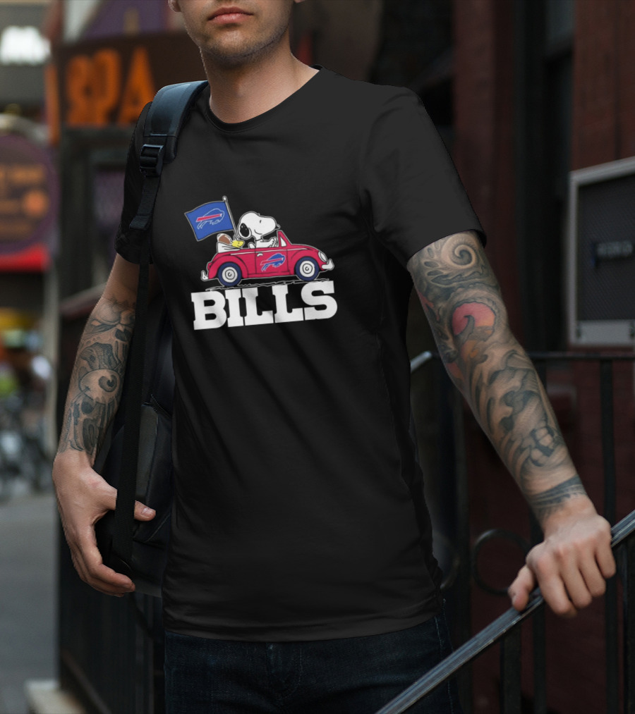 Snoopy Woodstock Driving Car Buffalo Bills T-Shirt
