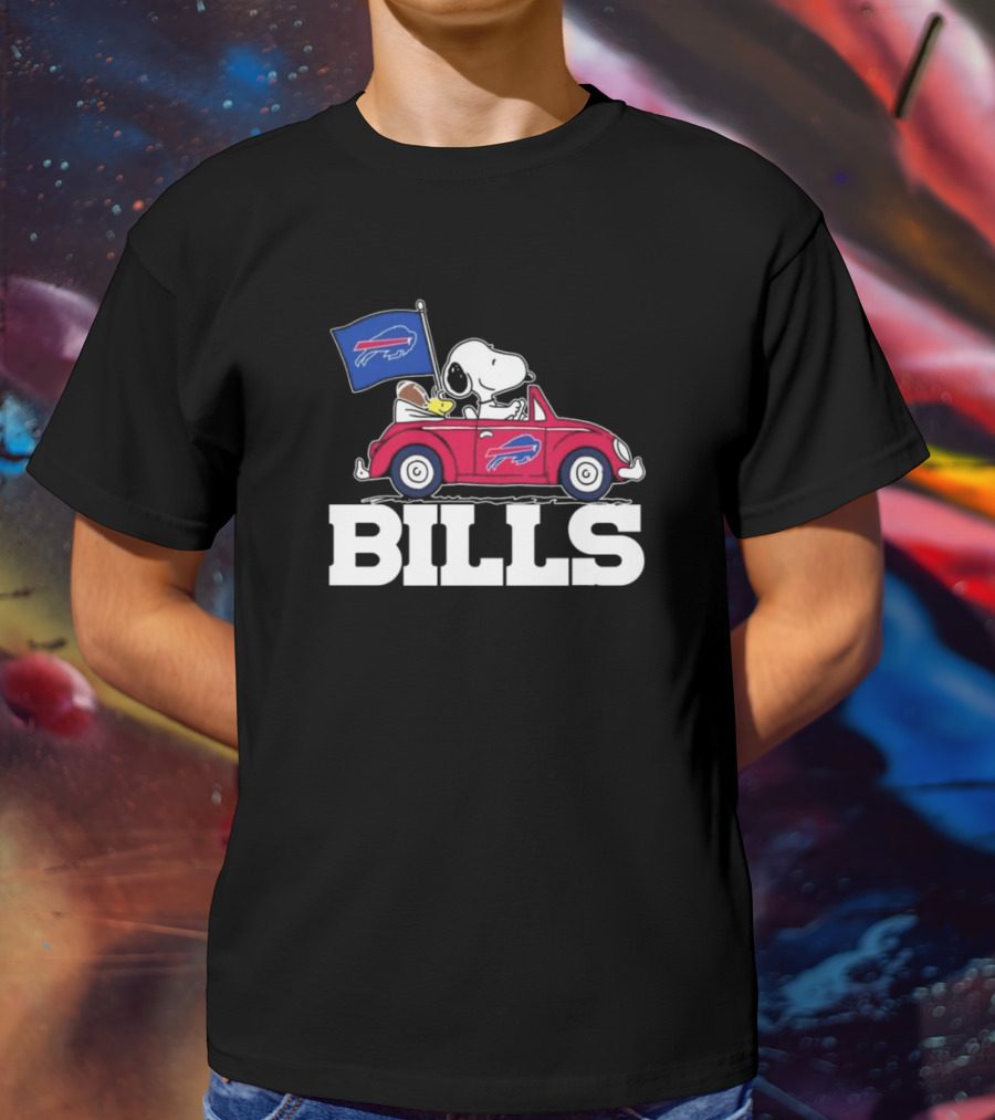 Snoopy Woodstock Driving Car Buffalo Bills T-Shirt