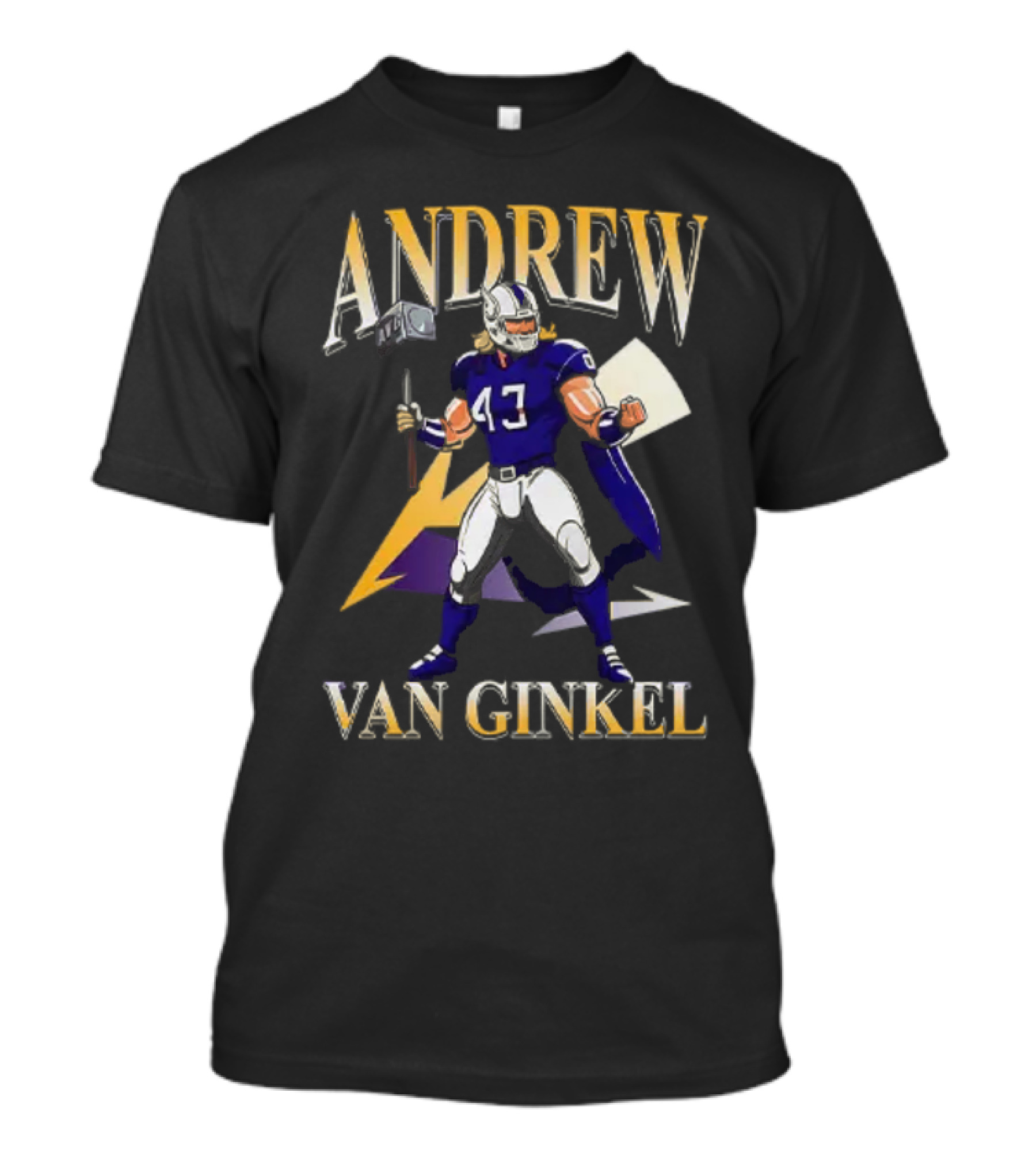Andrew Van Ginkel Thor 47 Superhero With Hammer Football Graphics T-Shirt