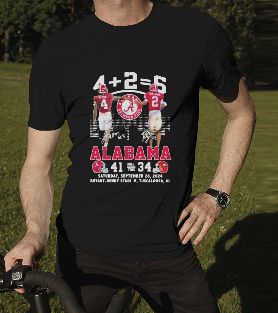 Jalen Milroe Ryan Williams 4+2=6 Alabama Crimson Tide Defeat Georgia Bulldogs 41-34 September 28 T-Shirt
