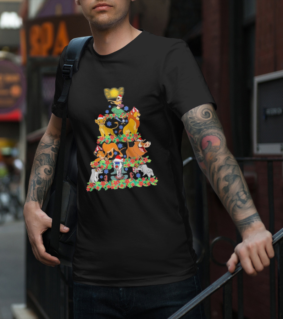 Lion King Characters Christmas Tree Very Merry Xmas Party T-Shirt