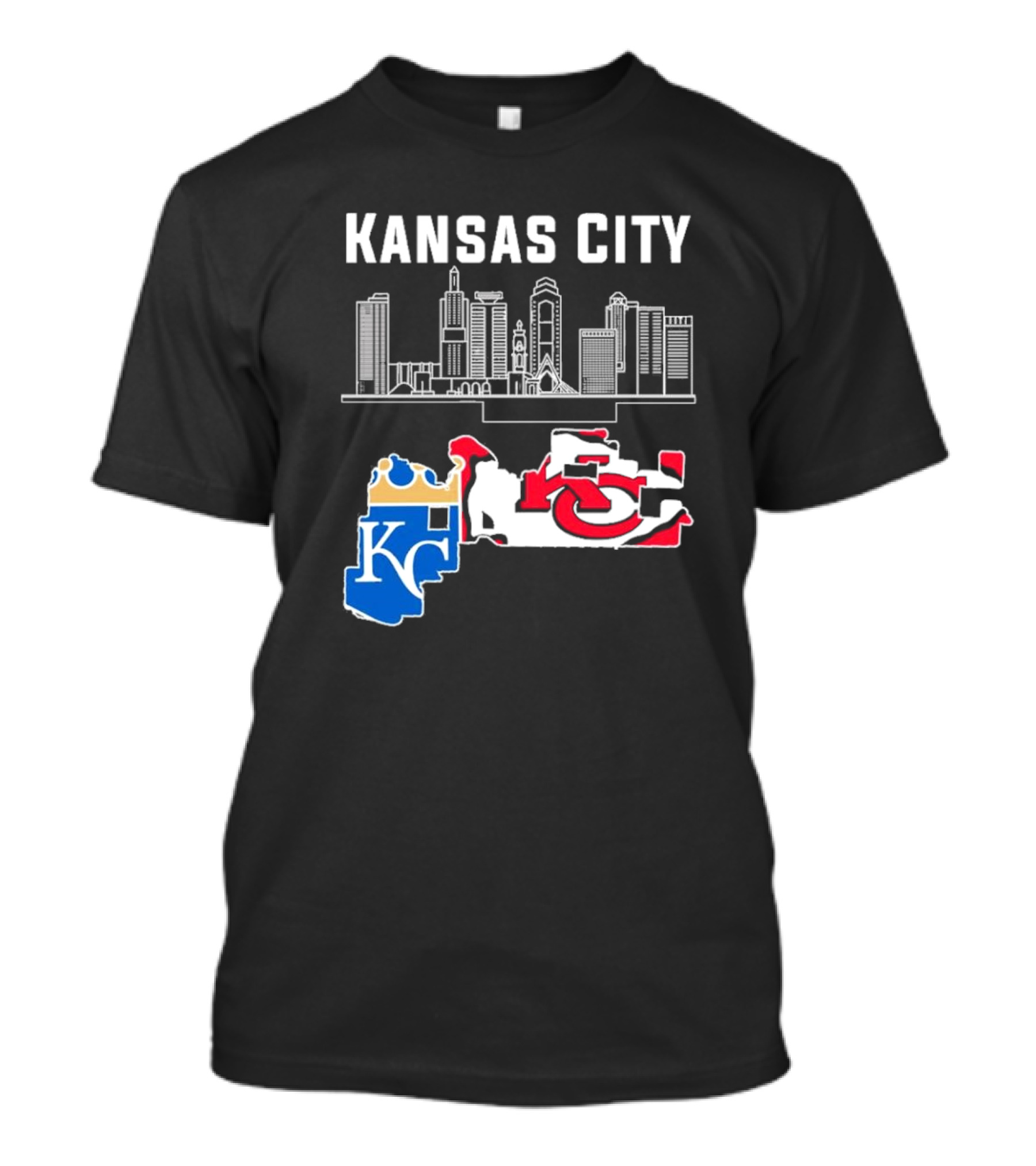 Kansas City Skyline With Chiefs And Royals T-Shirt