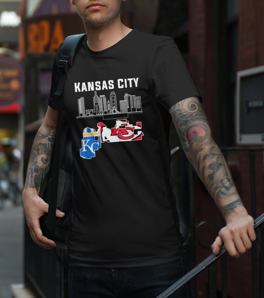 Kansas City Skyline With Chiefs And Royals T-Shirt