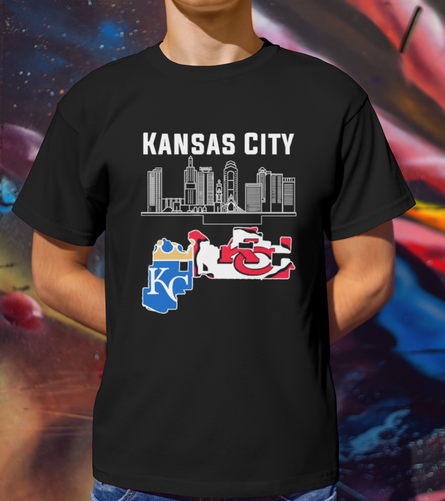 Kansas City Skyline With Chiefs And Royals T-Shirt