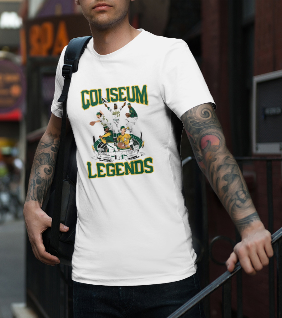 Oakland Athletics A’s Coliseum Legends Baseball Players Caricature T-Shirt
