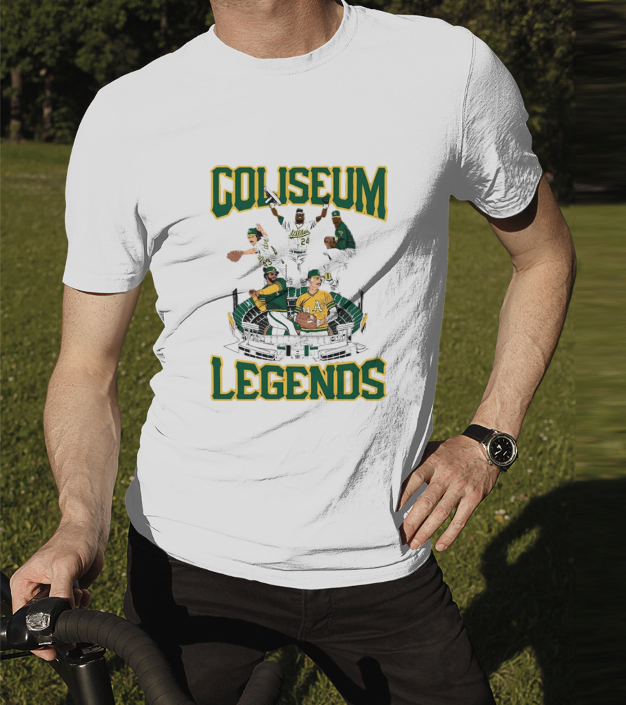 Oakland Athletics A’s Coliseum Legends Baseball Players Caricature T-Shirt