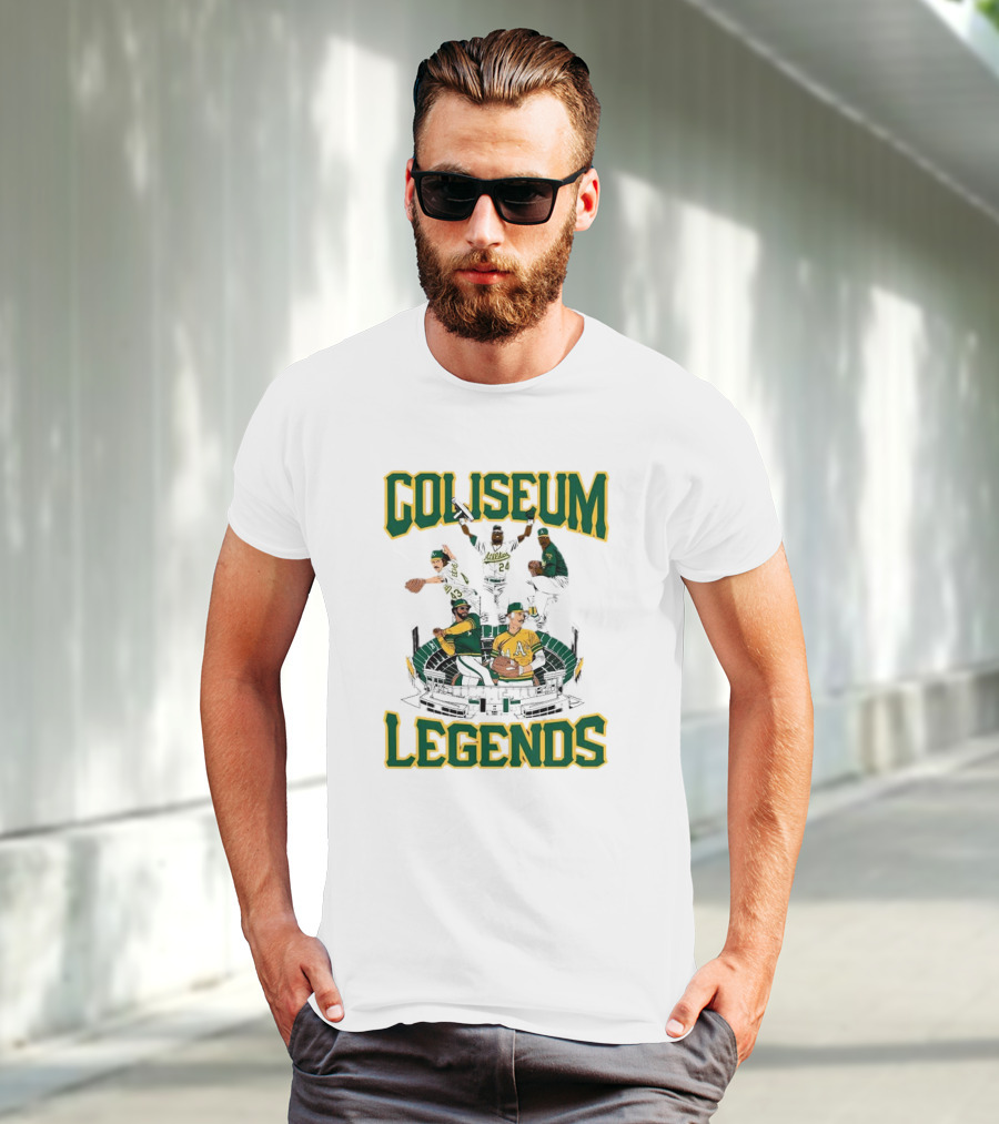 Oakland Athletics A’s Coliseum Legends Baseball Players Caricature T-Shirt