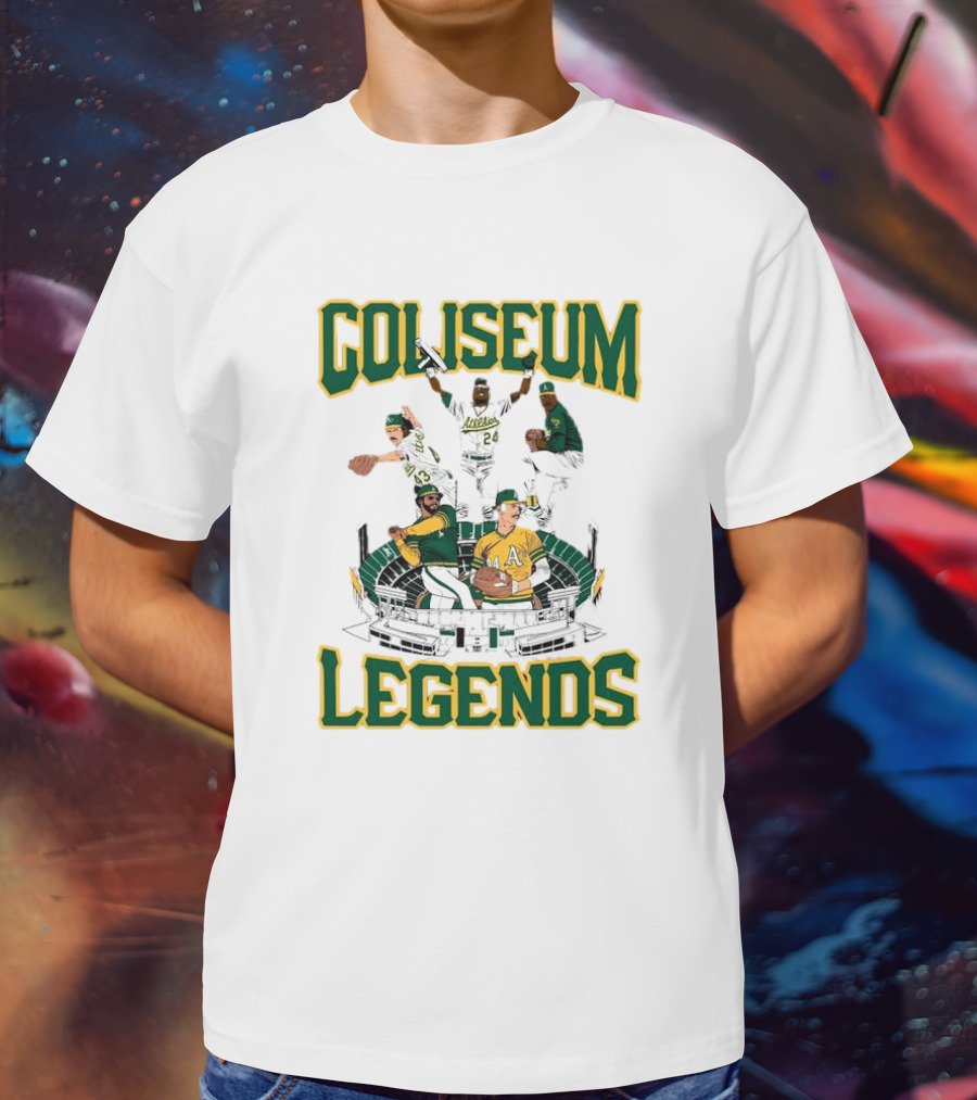 Oakland Athletics A’s Coliseum Legends Baseball Players Caricature T-Shirt