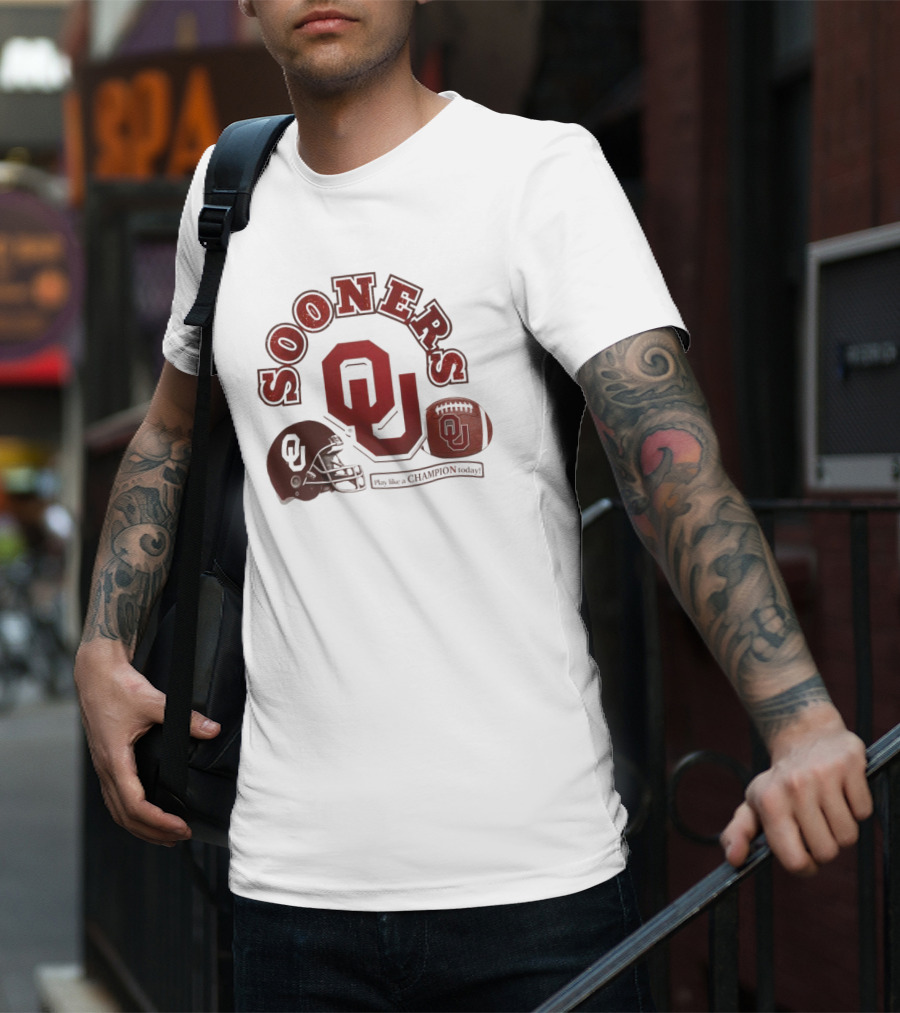 Oklahoma Sooners OU Helmet Football Play Like A Champion Today T-Shirt