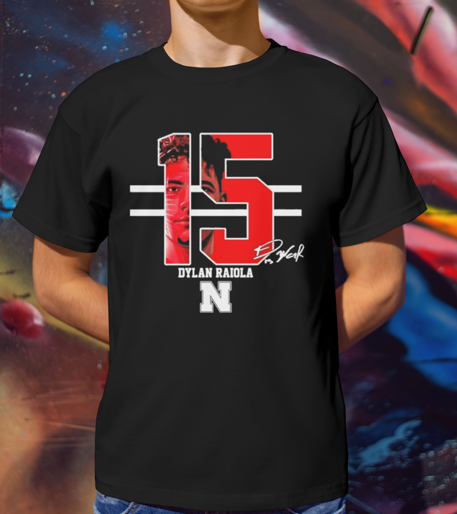 15 Dylan Raiola Nebraska Huskers Signature Football Player T-Shirt