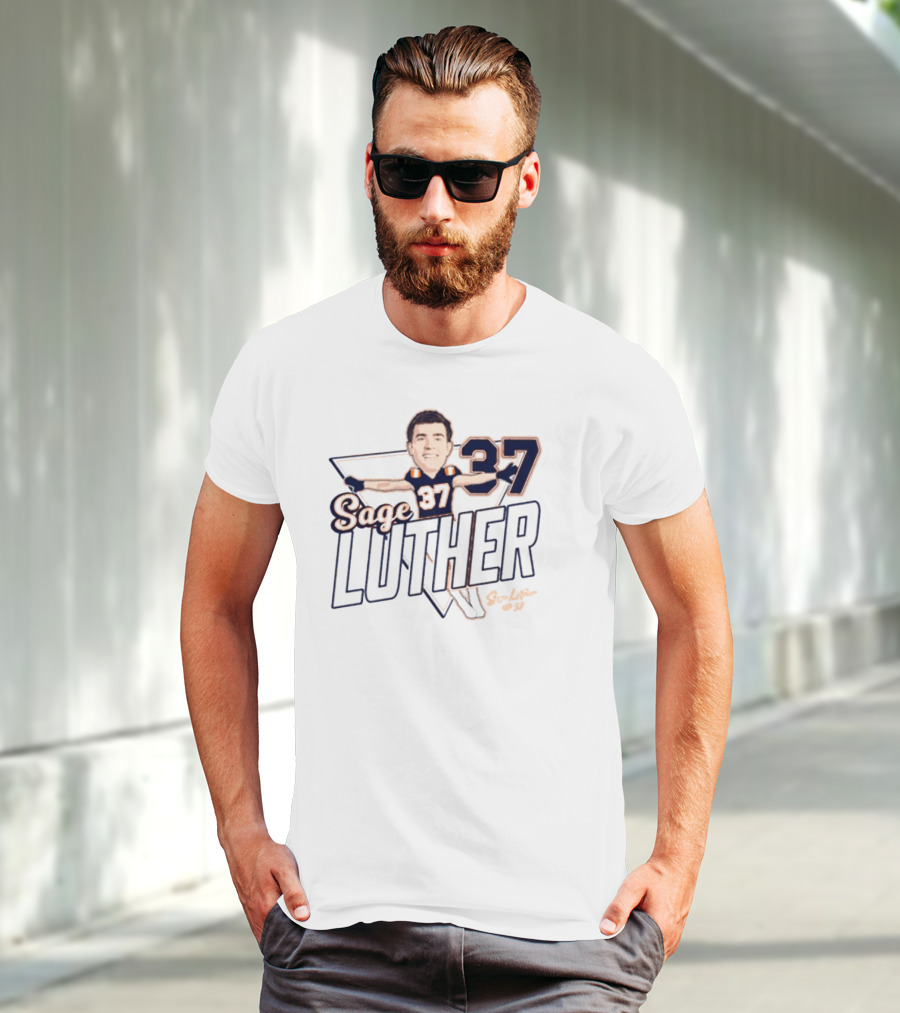 Sage Luther 37 NCAA Illinois Fighting Illini Football Caricature Signature T-Shirt
