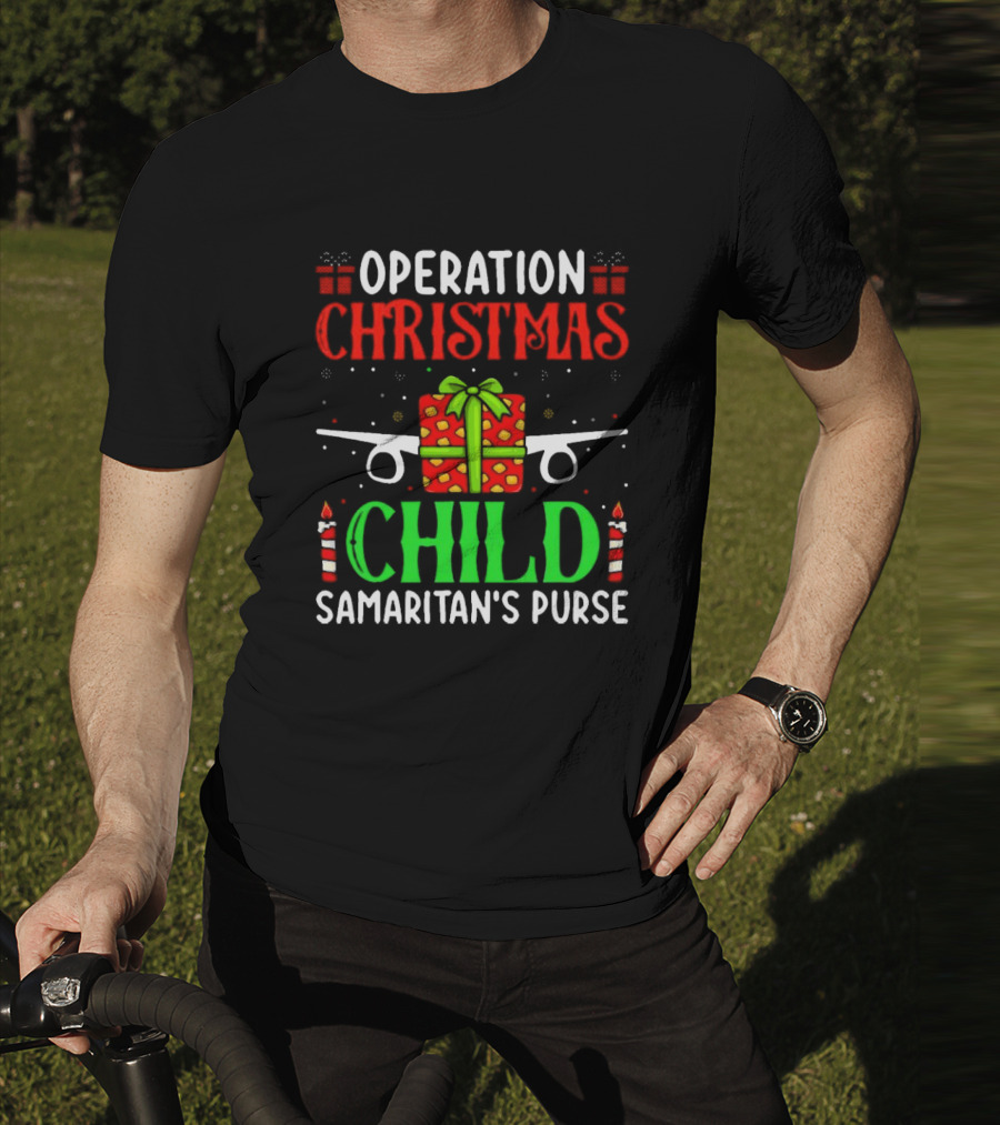 Operation Christmas Child Samaritan's Purse Airplane Gift Box Candles T-Shirt