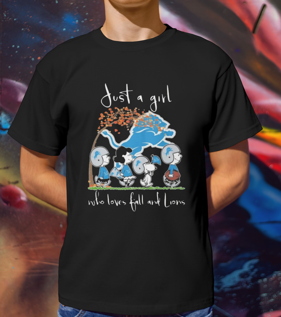 Just A Girl Who Loves Fall And Lions Peanuts Characters T-Shirt