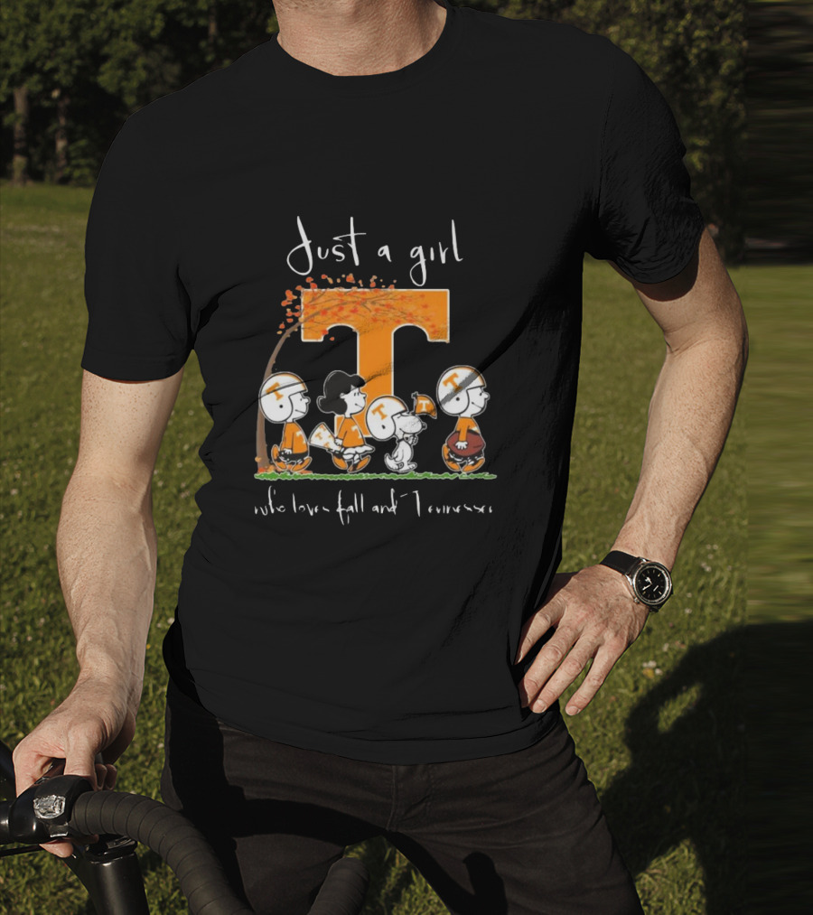 Peanuts Characters Just A Girl Who Loves Fall And Tennessee Vols T-Shirt