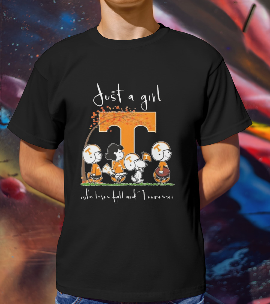 Peanuts Characters Just A Girl Who Loves Fall And Tennessee Vols T-Shirt