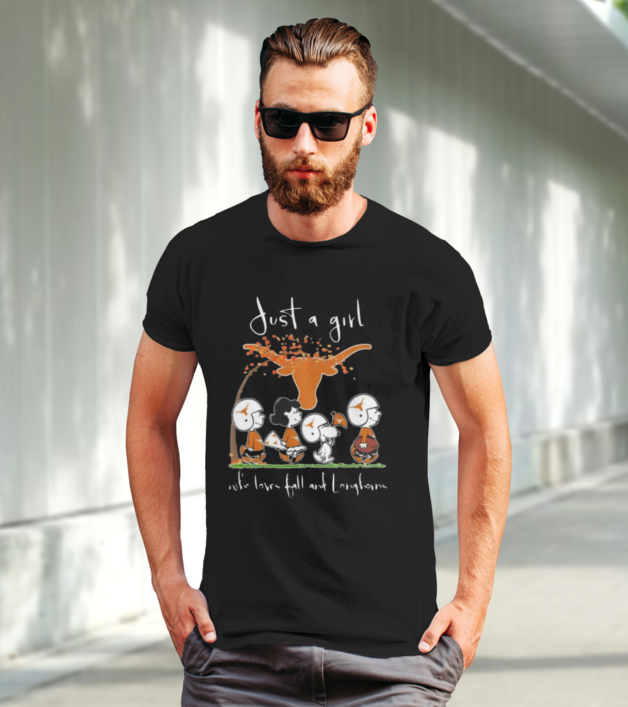Peanuts Characters Just A Girl Who Loves Fall And Longhorns T-Shirt