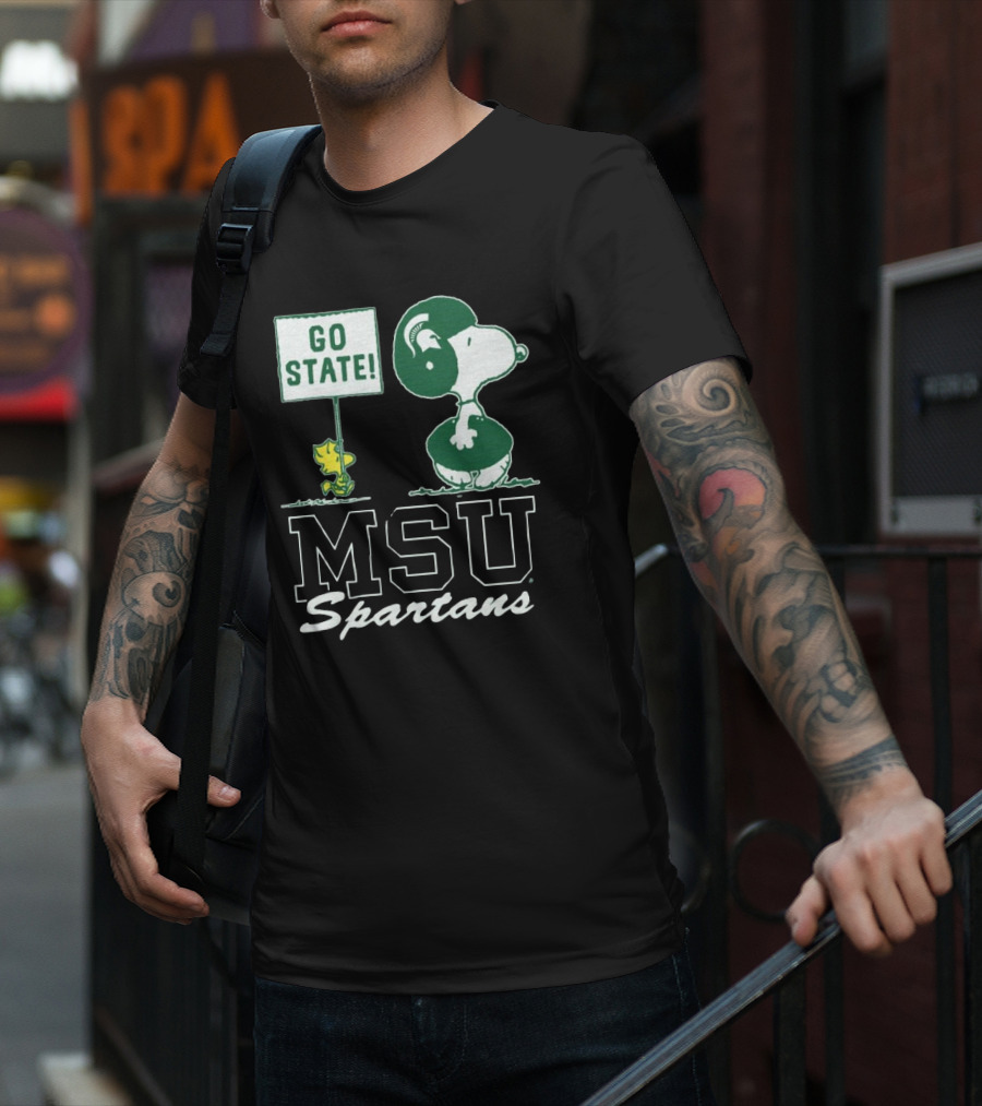 Peanuts Snoopy Woodstock MSU Spartans Go State T-Shirt
