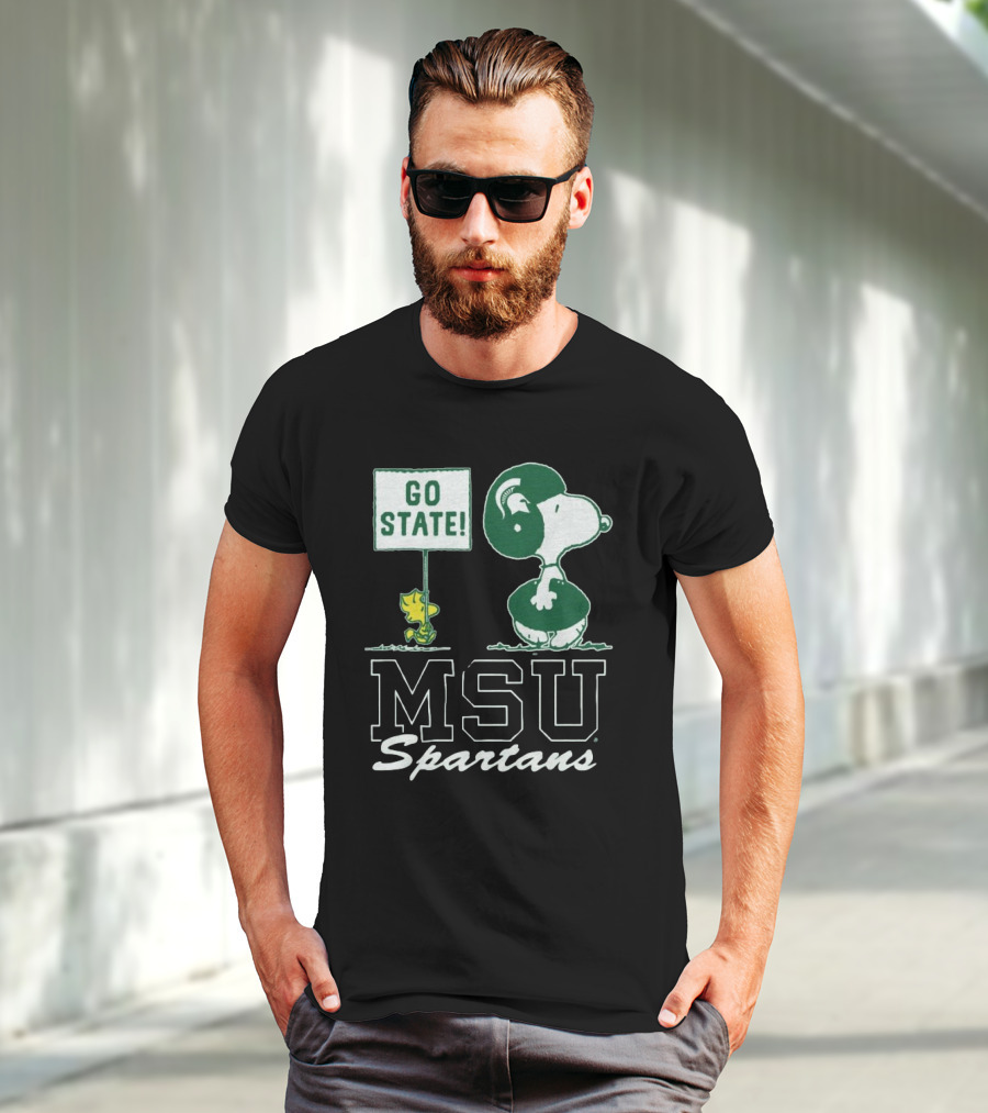 Peanuts Snoopy Woodstock MSU Spartans Go State T-Shirt