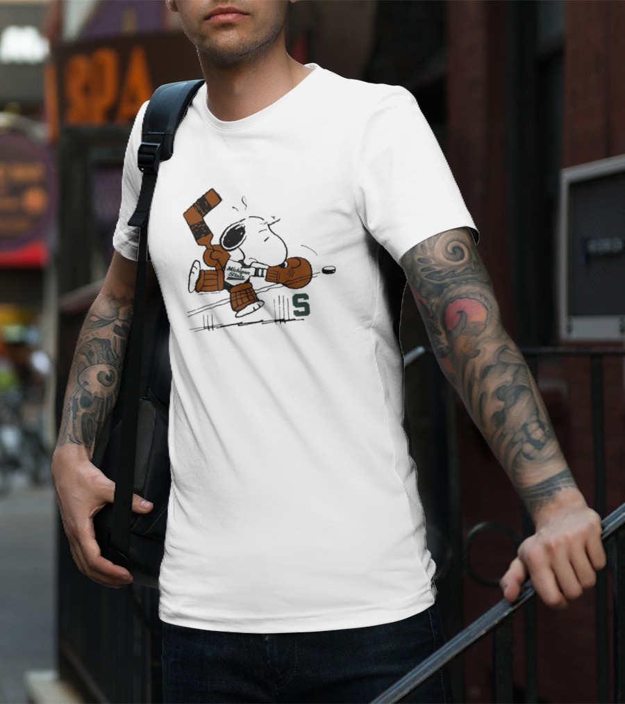 Snoopy Playing Goalie Hockey Peanuts Michigan State S T-Shirt