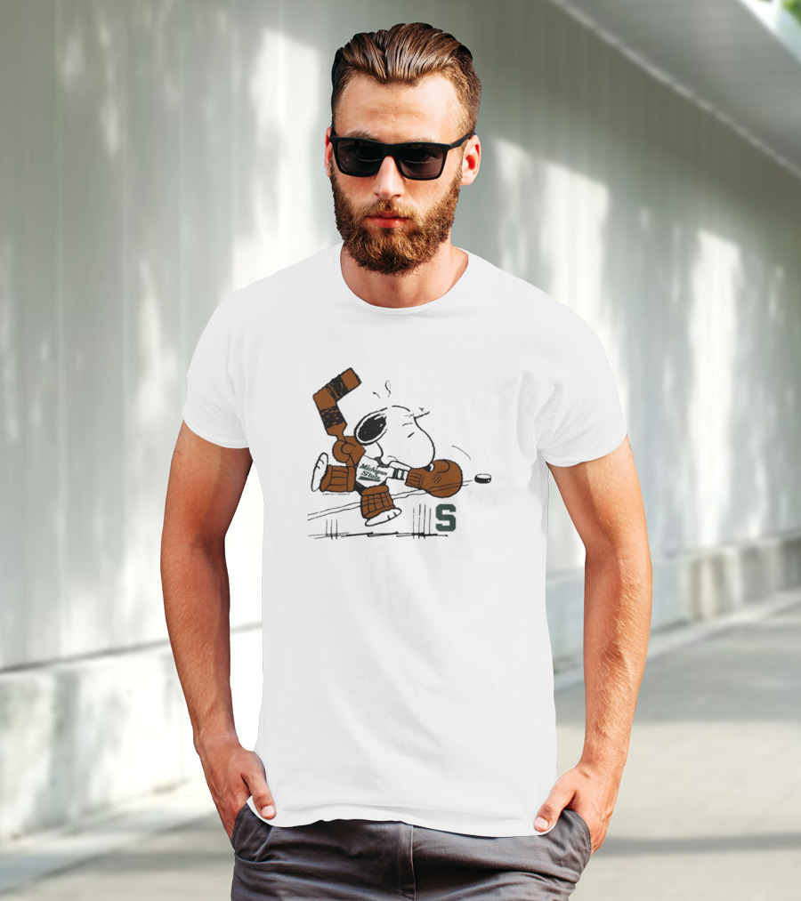 Snoopy Playing Goalie Hockey Peanuts Michigan State S T-Shirt