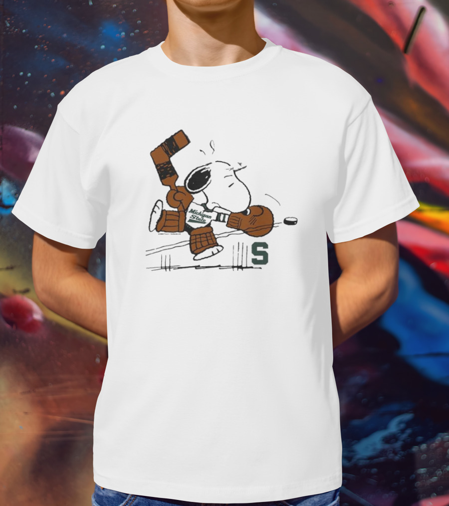Snoopy Playing Goalie Hockey Peanuts Michigan State S T-Shirt