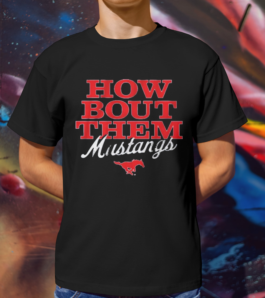 SMU Football How Bout Them Mustangs Red Mustang T-Shirt