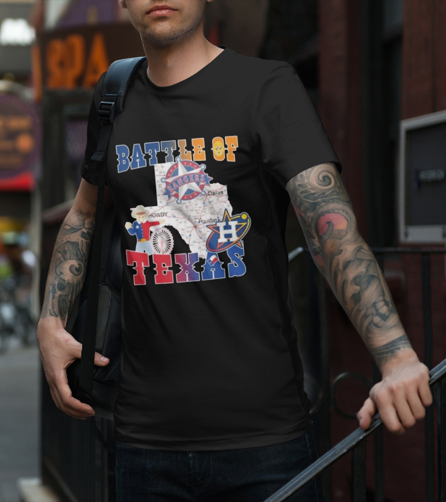 Battle Of Texas Rangers Astros Map T-Shirt