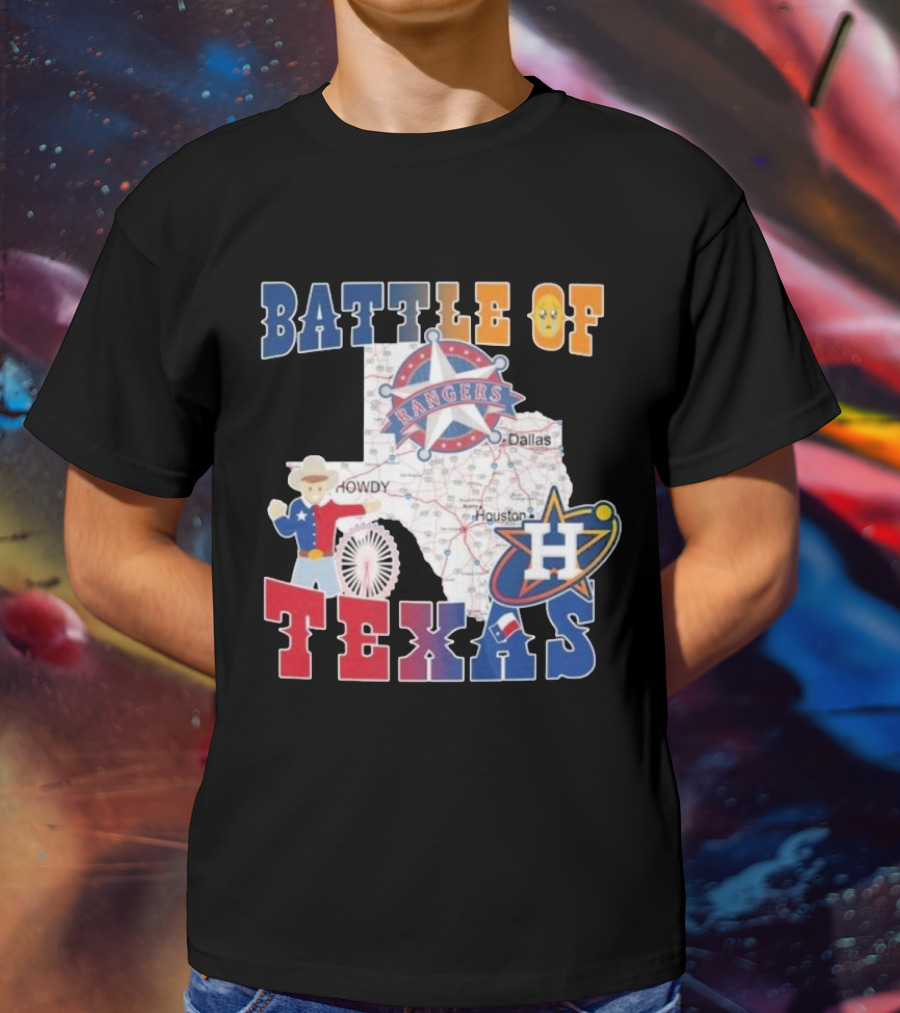 Battle Of Texas Rangers Astros Map T-Shirt