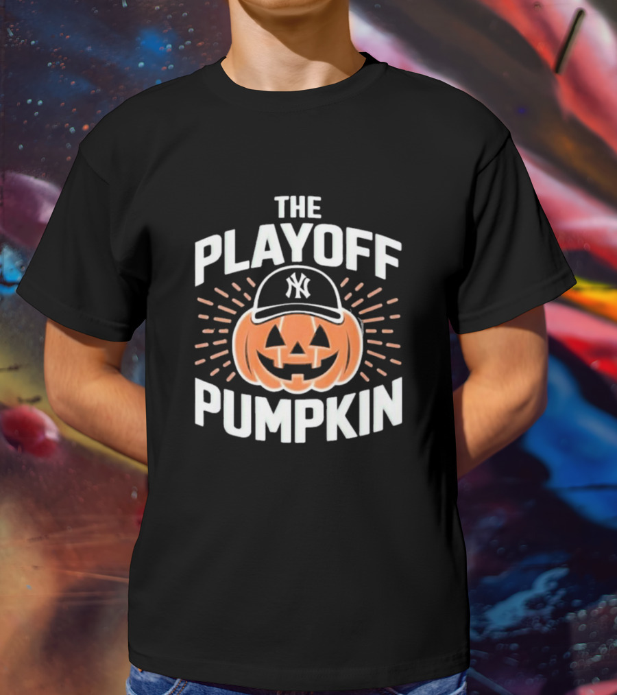 Playoff Pumpkin New York Yankees Jack-O'-Lantern Baseball Cap T-Shirt