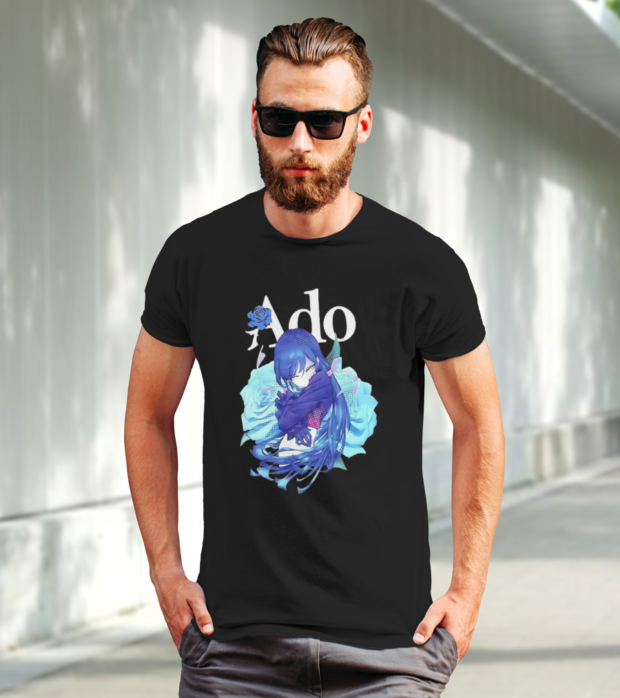 Ado Roses Pose Blue Hair Art Japanese Singer Anime T-Shirt