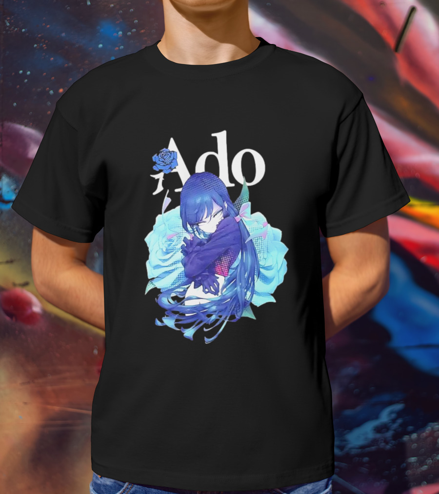 Ado Roses Pose Blue Hair Art Japanese Singer Anime T-Shirt