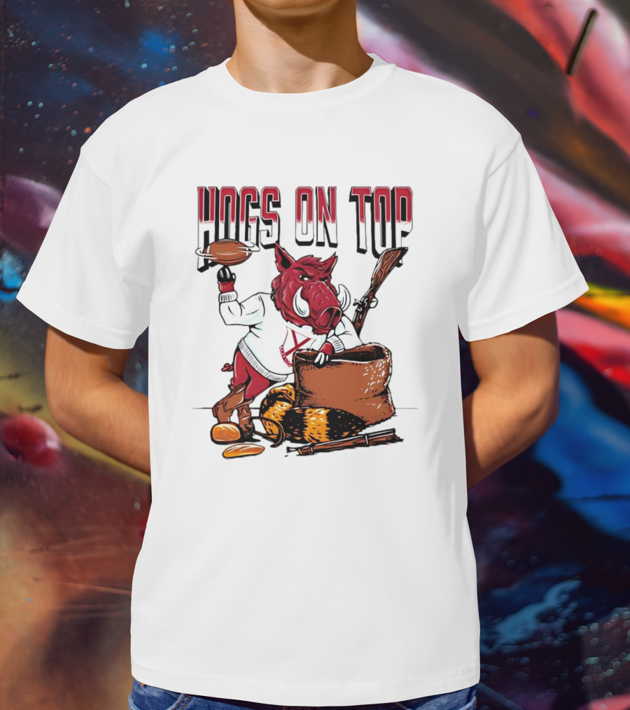 Hogs On Top Arkansas Razorbacks Football T-Shirt