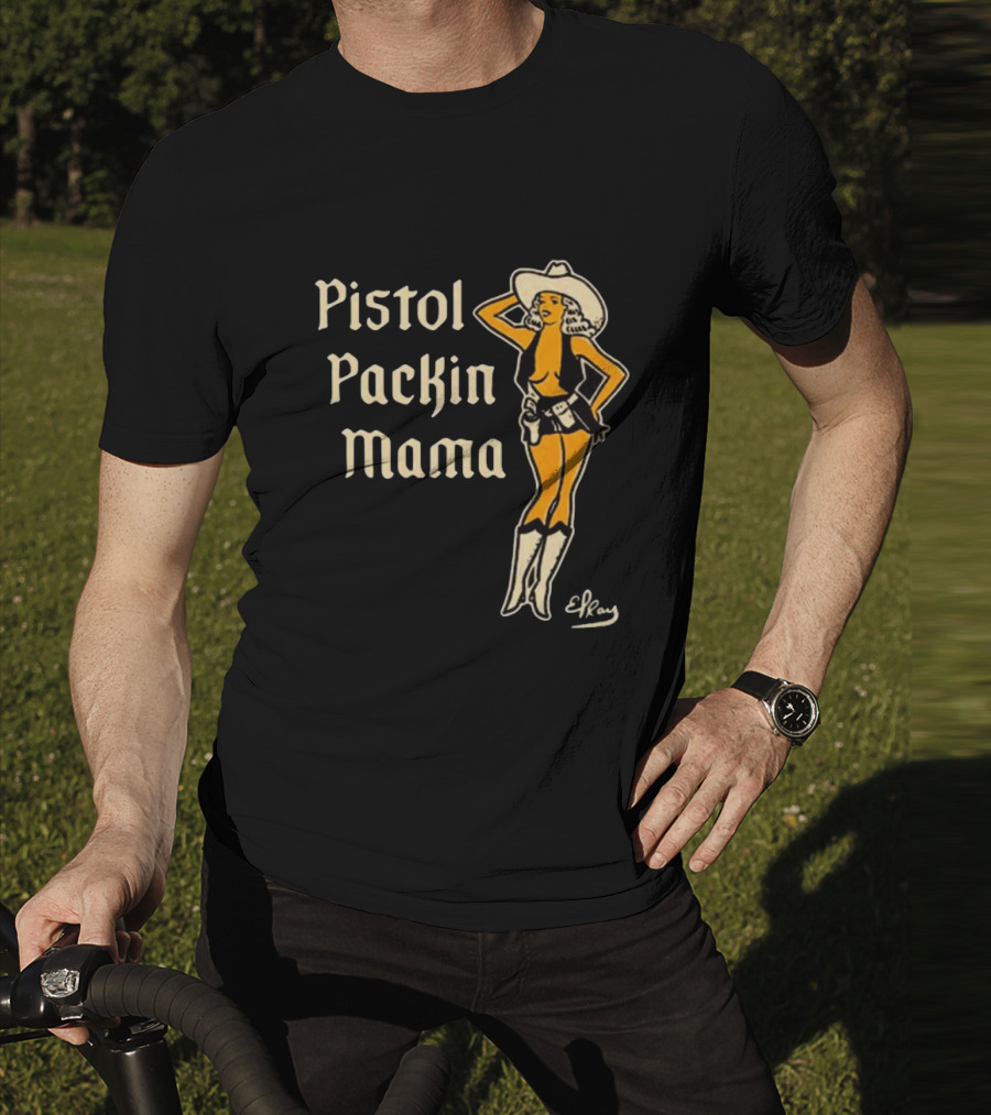 Elrayartist Pistol Packin’ Mama Vintage Cowgirl T-Shirt