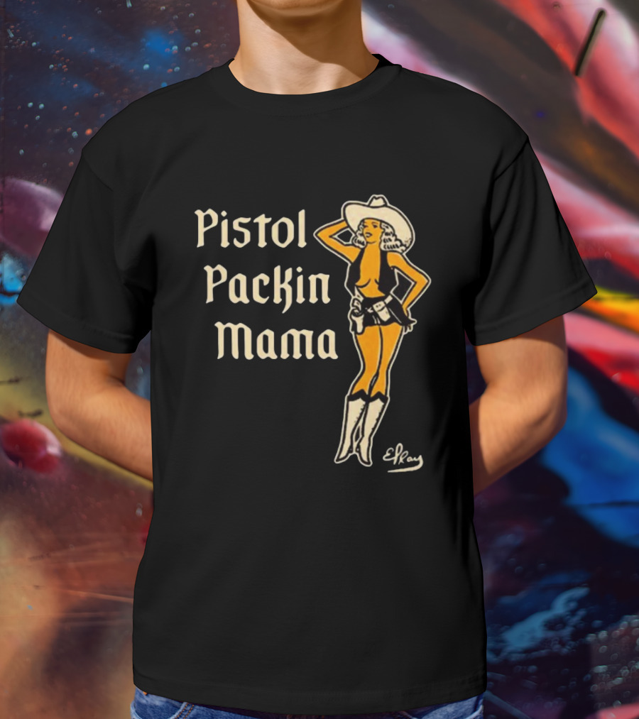 Elrayartist Pistol Packin’ Mama Vintage Cowgirl T-Shirt