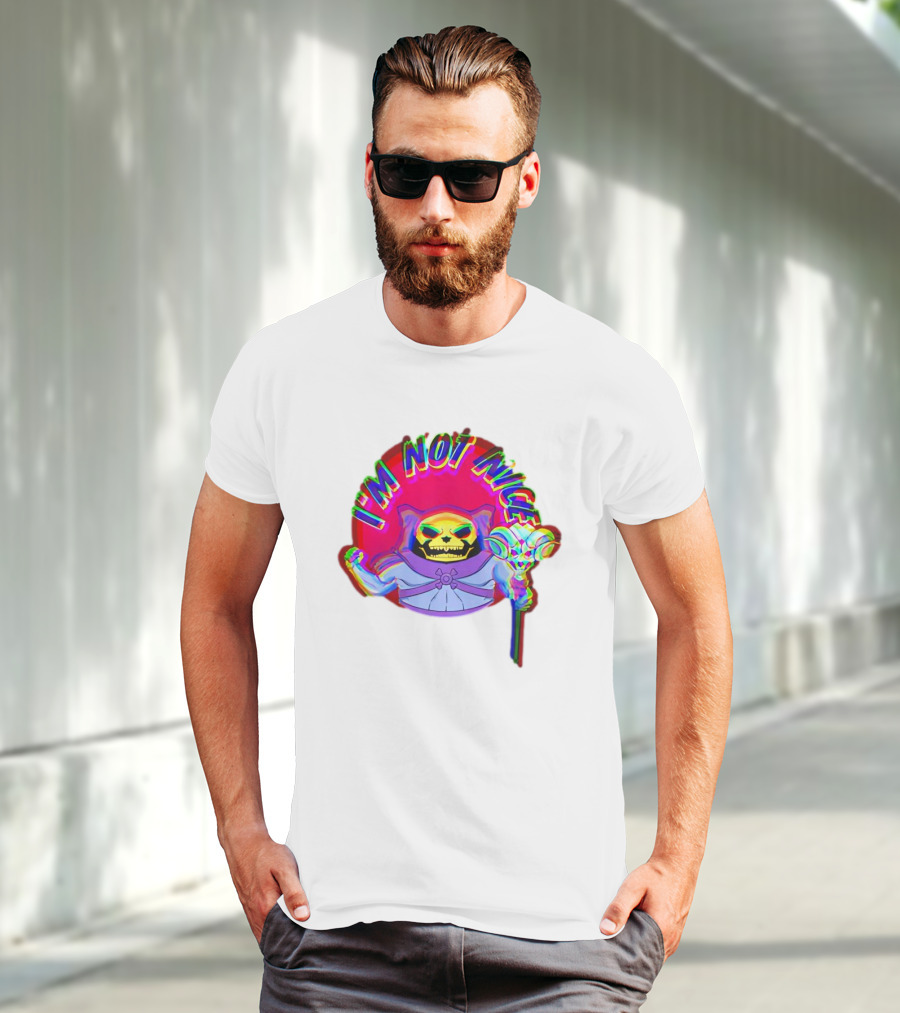 I'm Not Nice Glitch Skull Staff Villain T-Shirt