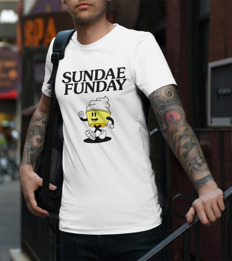 Sundae Funday Smiley Face Walking Ice Cream Cup T-Shirt