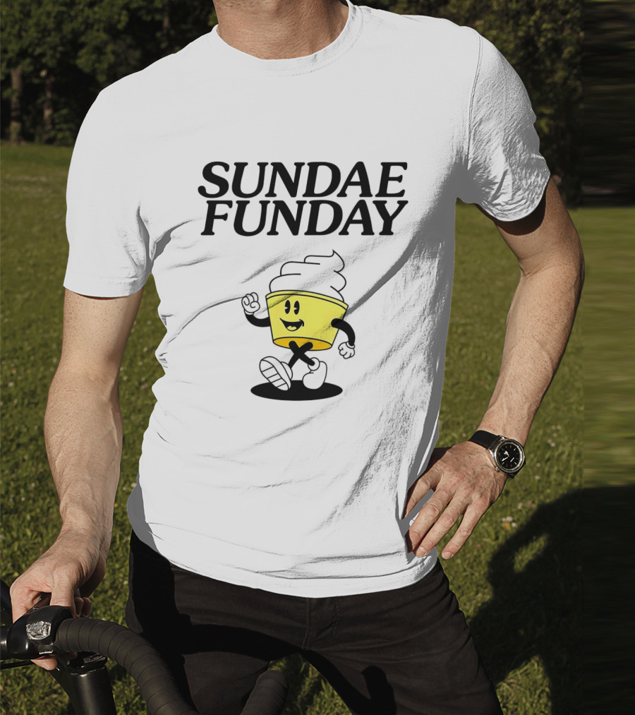 Sundae Funday Smiley Face Walking Ice Cream Cup T-Shirt