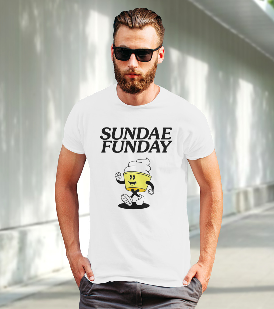 Sundae Funday Smiley Face Walking Ice Cream Cup T-Shirt