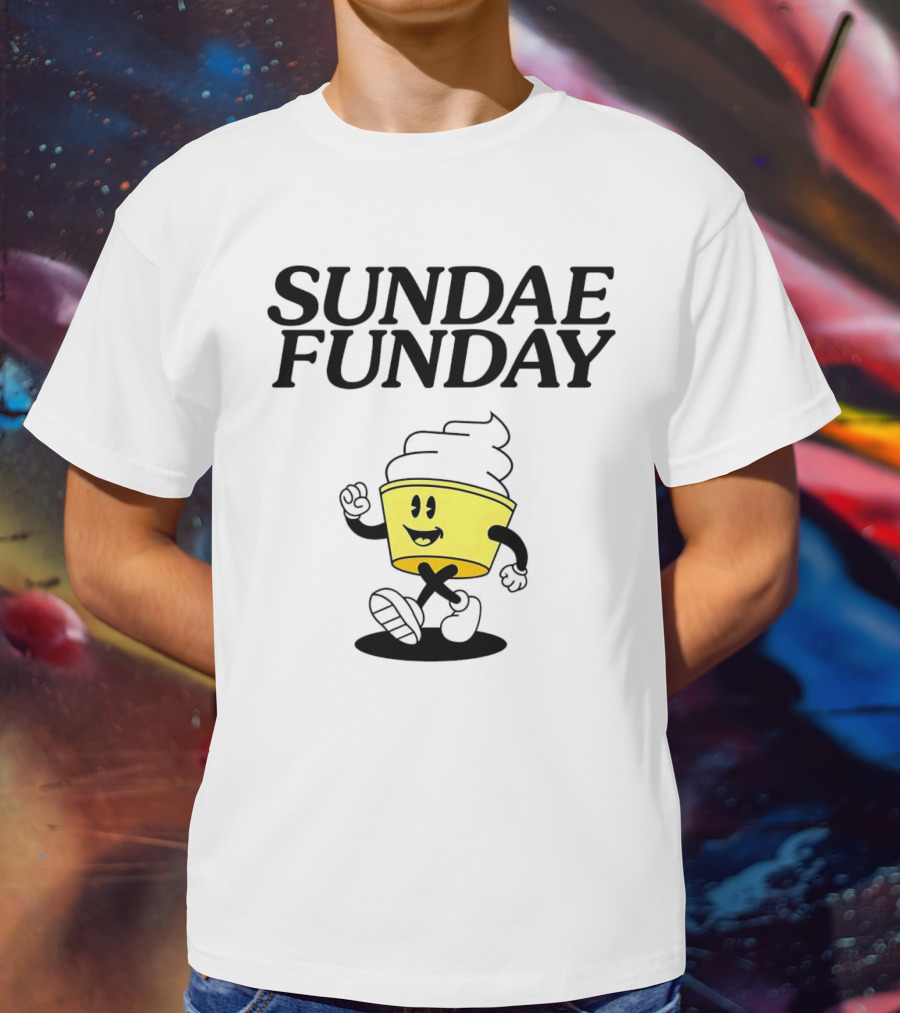 Sundae Funday Smiley Face Walking Ice Cream Cup T-Shirt