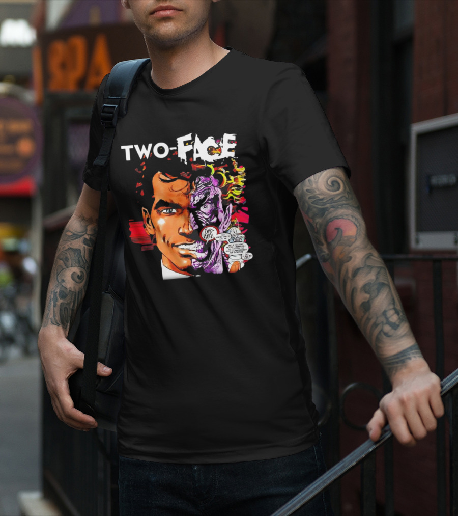 TWO-FACE DC Comics Character Split Face Villain Text Bubble T-Shirt