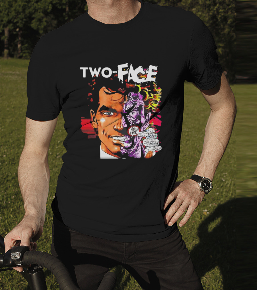 TWO-FACE DC Comics Character Split Face Villain Text Bubble T-Shirt