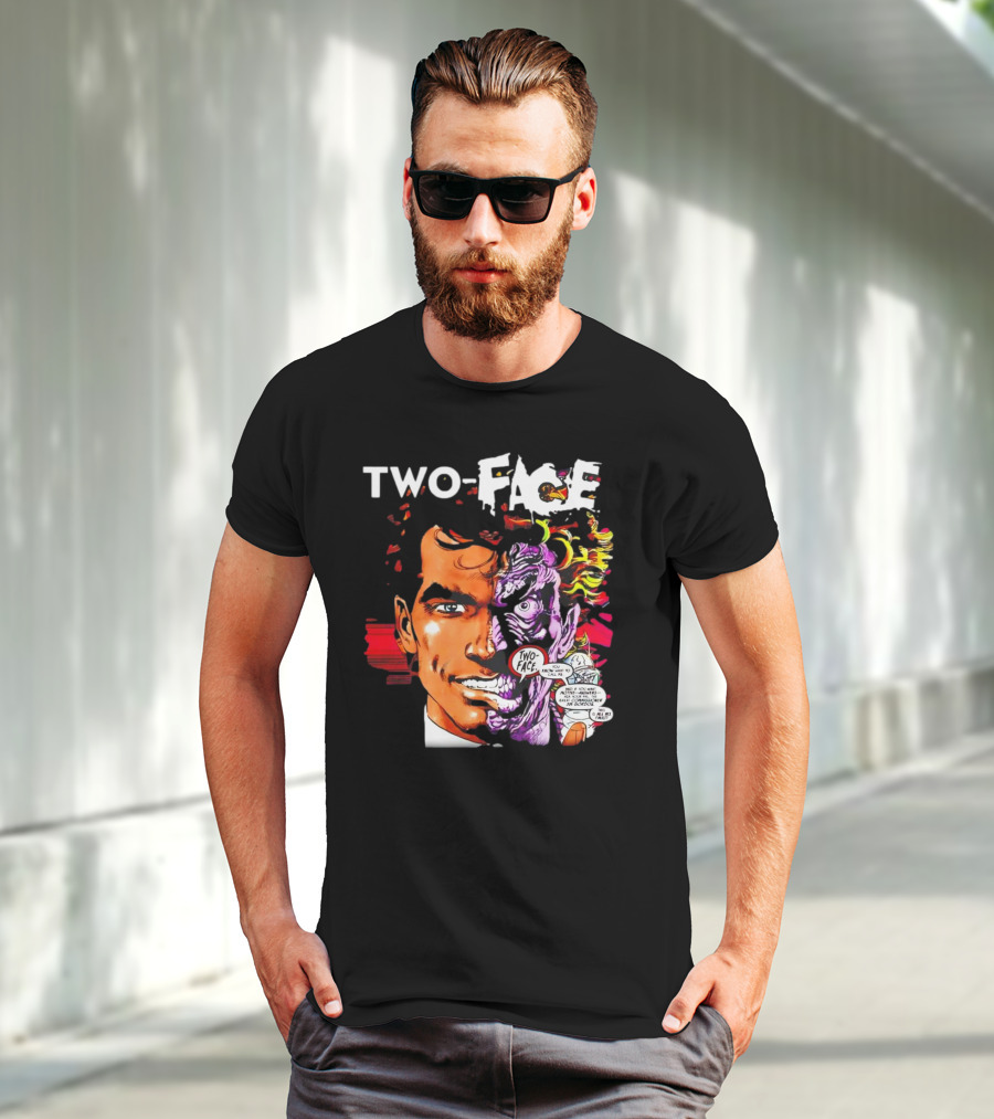 TWO-FACE DC Comics Character Split Face Villain Text Bubble T-Shirt