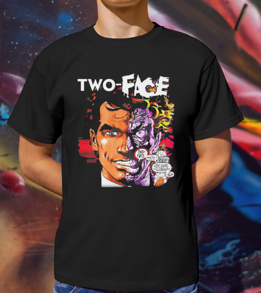 TWO-FACE DC Comics Character Split Face Villain Text Bubble T-Shirt