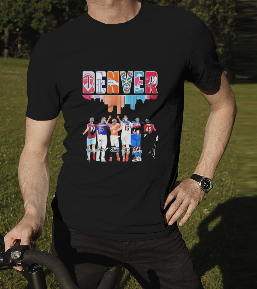 Denver City Skyline Rapids Rockies Broncos Nuggets Avalanche Mammoth Team Spirit T-Shirt