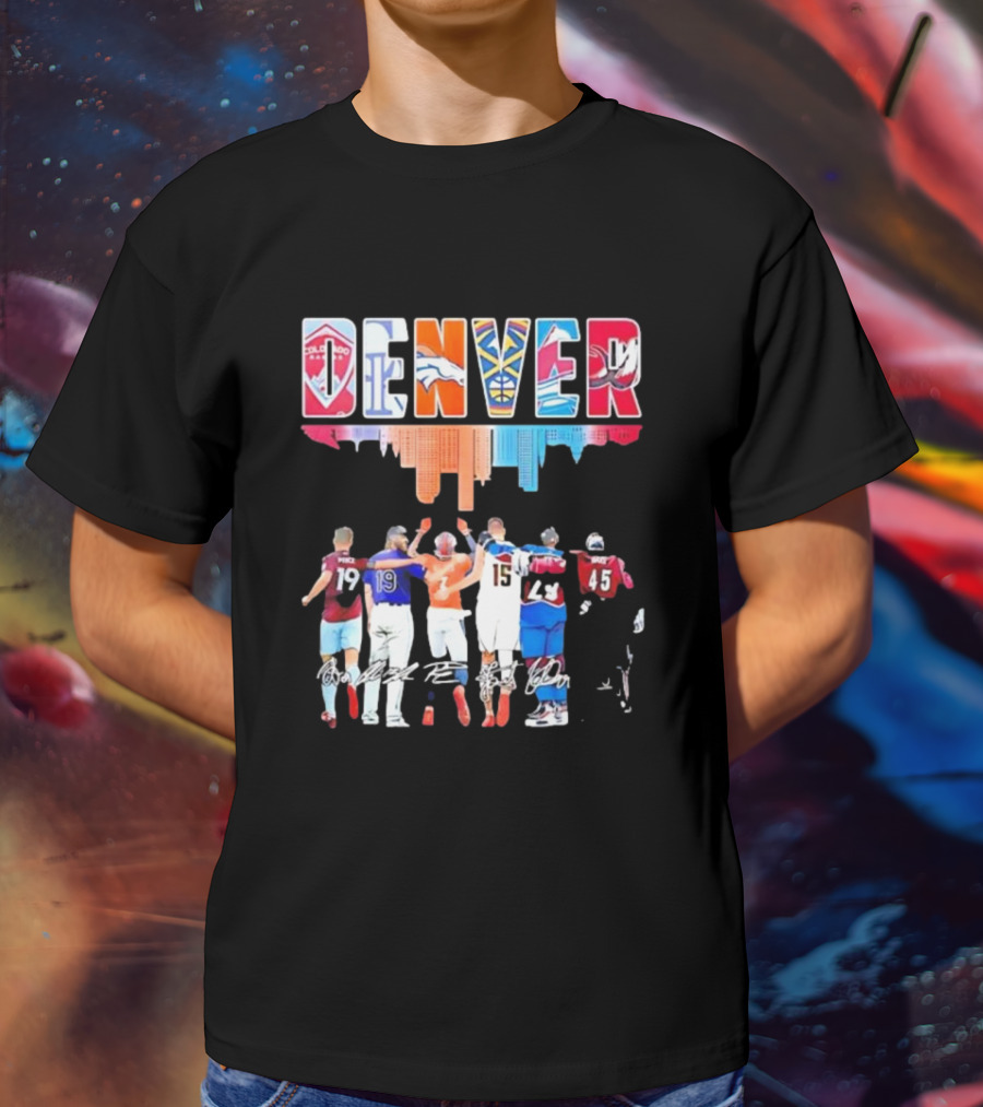 Denver City Skyline Rapids Rockies Broncos Nuggets Avalanche Mammoth Team Spirit T-Shirt