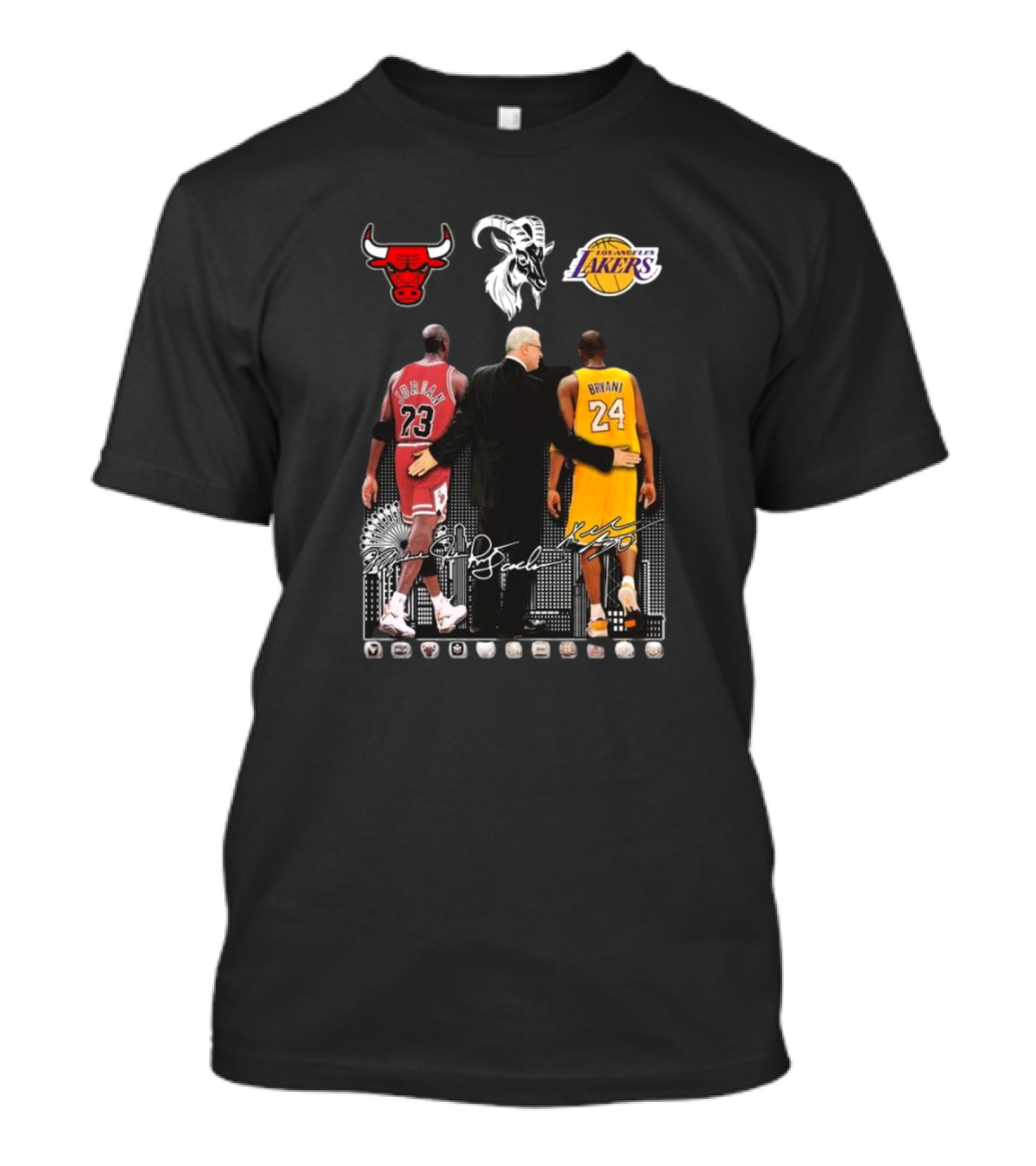 Michael Jordan Kobe Bryant Phil Jackson Chicago Bulls Lakers Legend Signatures T-Shirt